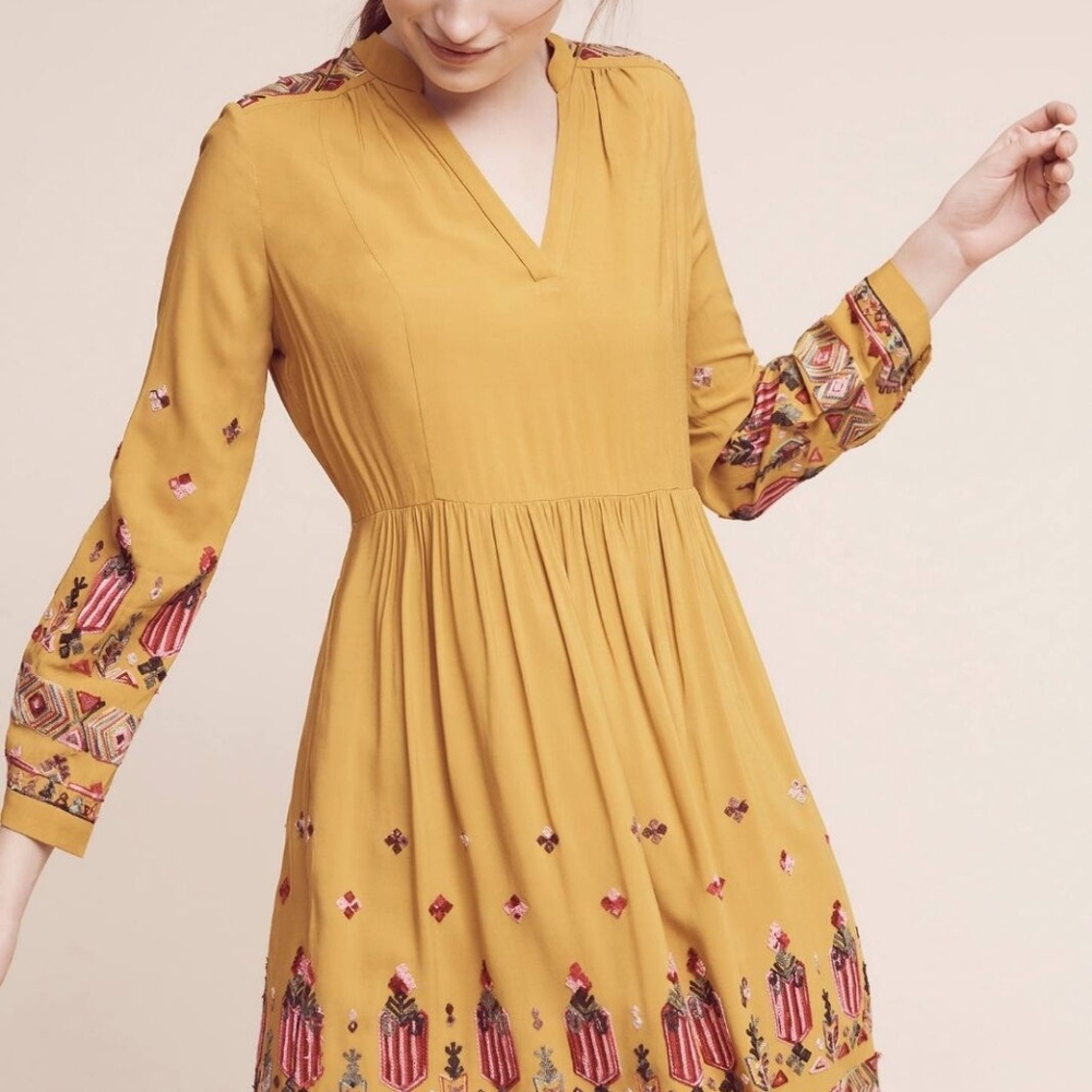 Anthropologie Floreat Raella embroidered dress XS